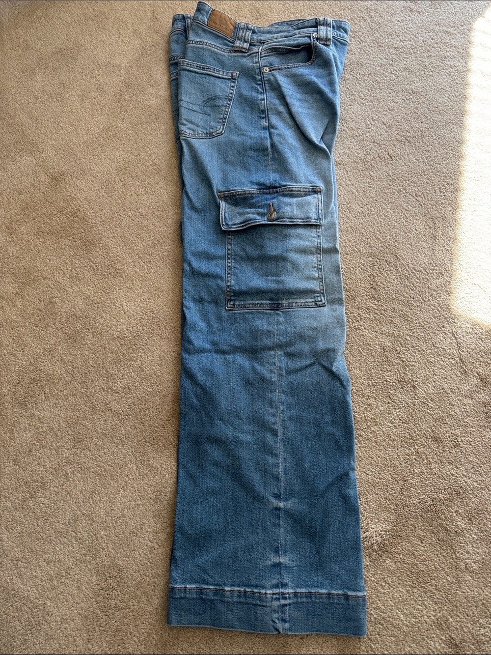 American Eagle Outfitters Light Blue High Rise Baggy Cargo Denim Pants